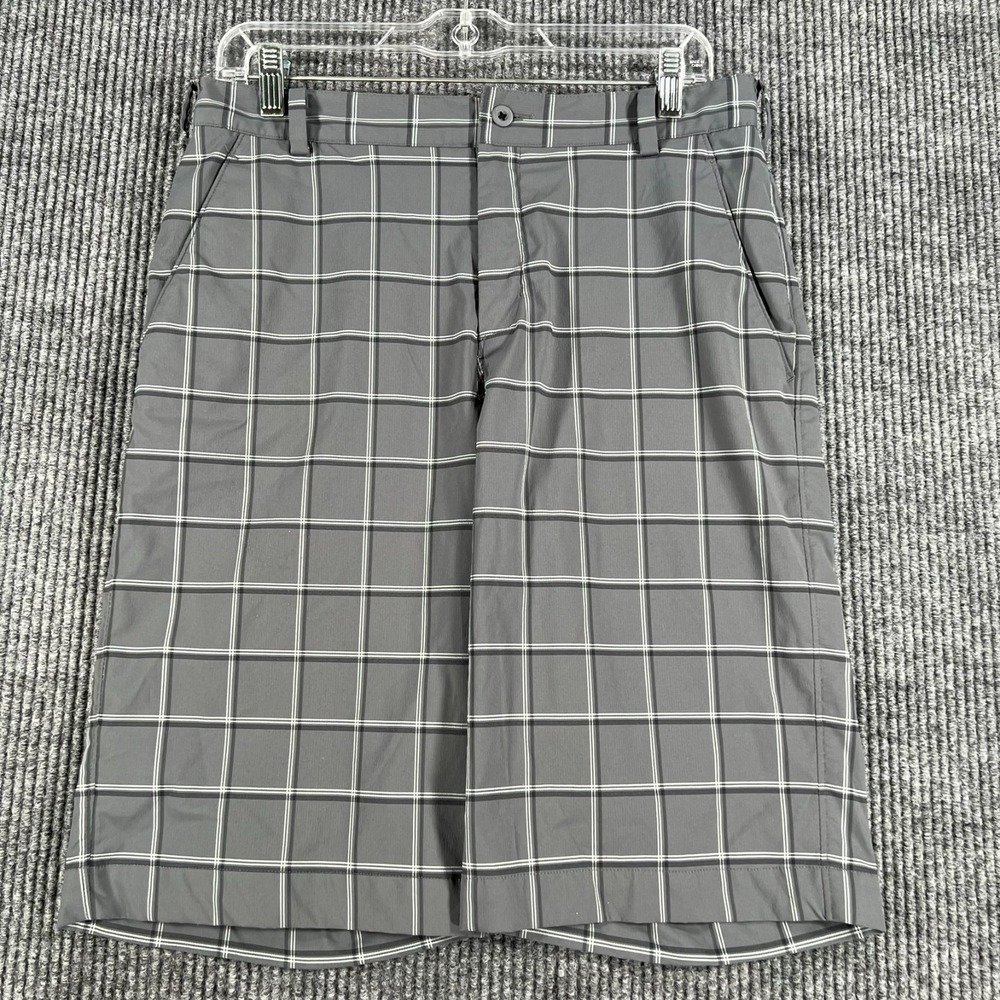 Nike Golf Shorts Mens Size 30 Gray Plaid Chino Performance Outdoor Casual